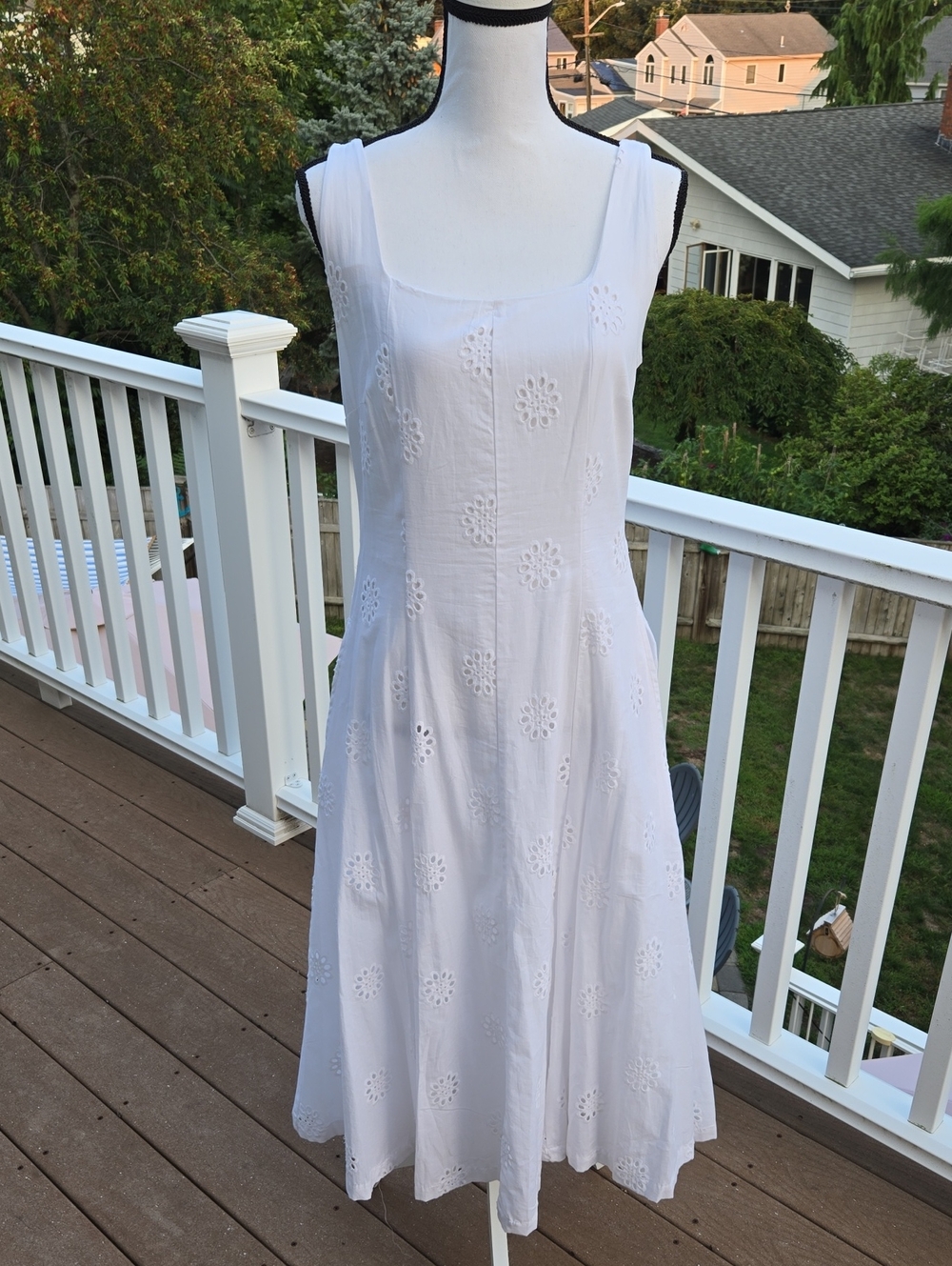 Free Assembly Eyelete Sleeveless White Eyelet Midi Dress S-M New